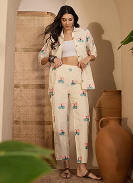 Sophisticated Beige Khadi Silk Embroidered Co Ord