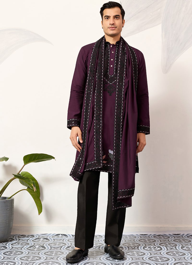 Sophisticated Pista Green Viscose Silk Embroidered Sequins Thread Kurta