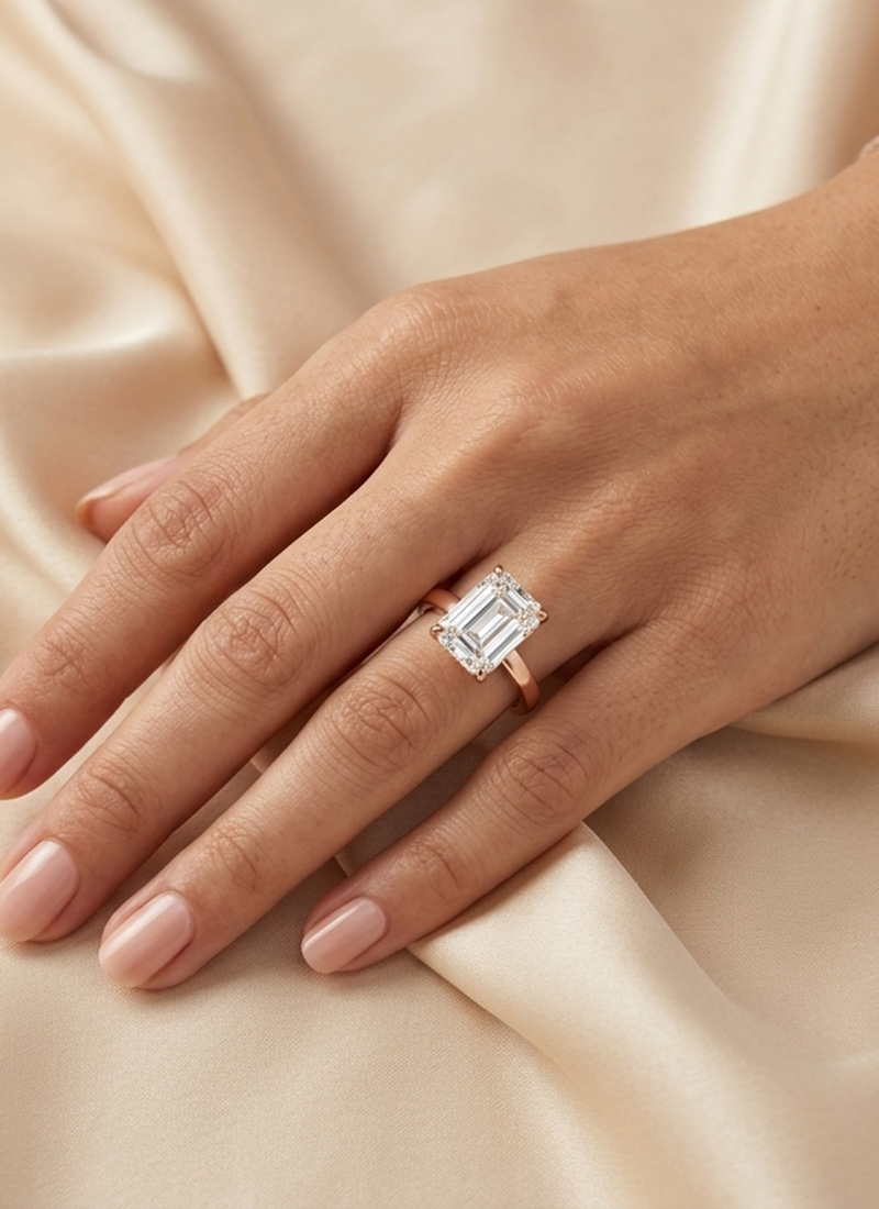 Sophisticated Rose Gold 925 Sterling Silver Moissanite Ring Wedding Wear