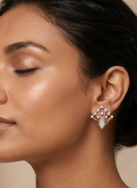 Sophisticated Rose Gold 925 Sterling Silver Moissanite Stone Stud Earrings