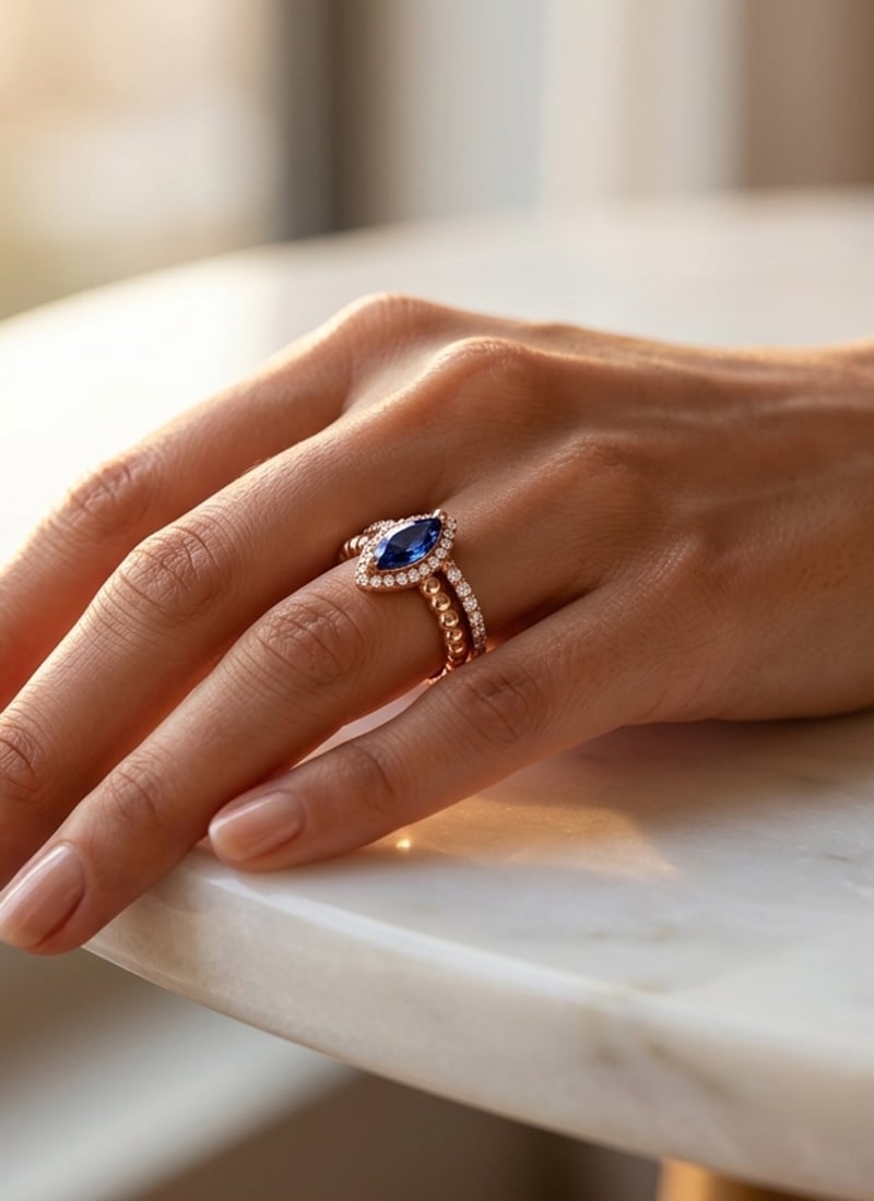 Sophisticated Rose Gold Stone 925 Sterling Silver Moissanite Ring Wedding Wear