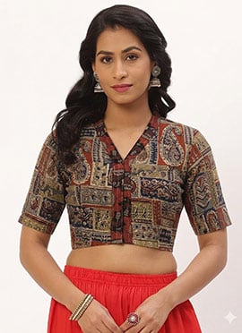 Sophisticated Rust Cotton Printed Blouse