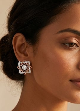 Sparkling Rose Gold 925 Sterling Silver Moissanite Stud Earrings