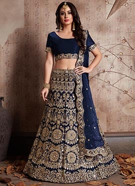 Splendid Golden Embroidered Zarkan Work Umbrella Lehenga