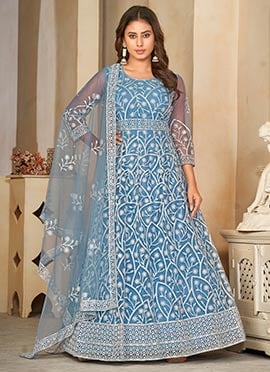 Splendid Net Embroidered Anarkali Suit