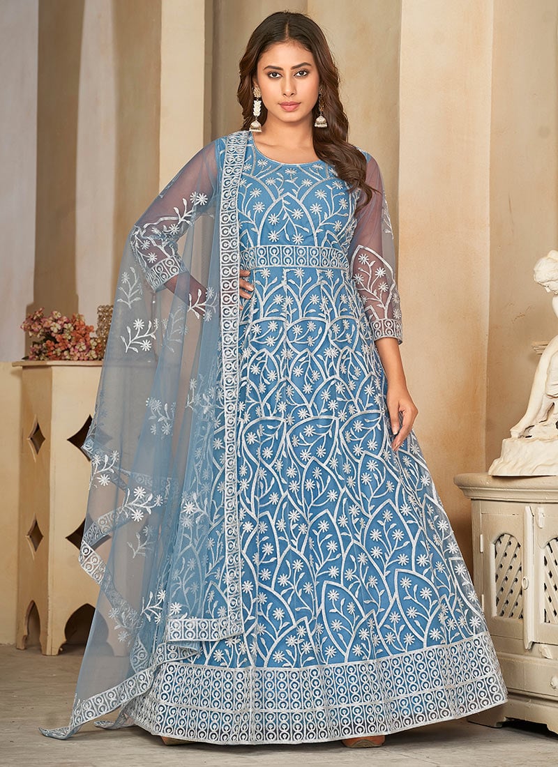 Splendid Net Embroidered Anarkali Suit Party Wear