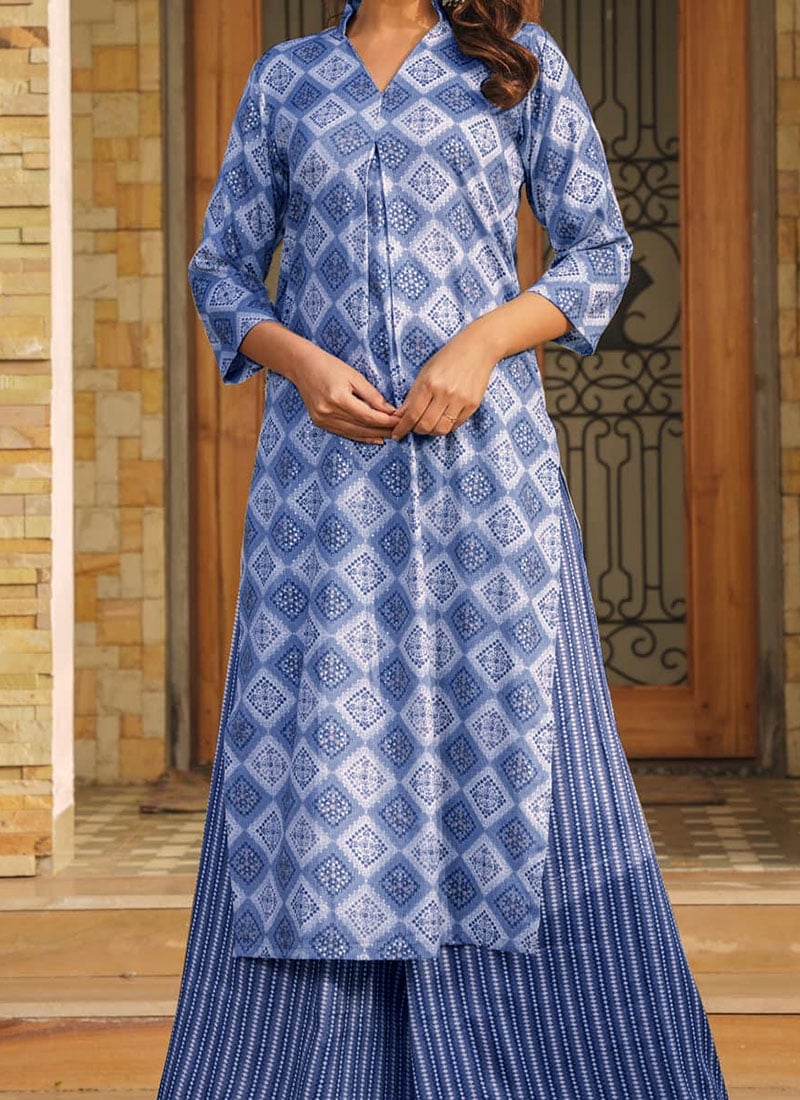 Floral Printed Rayon Kurta Palazzo Set