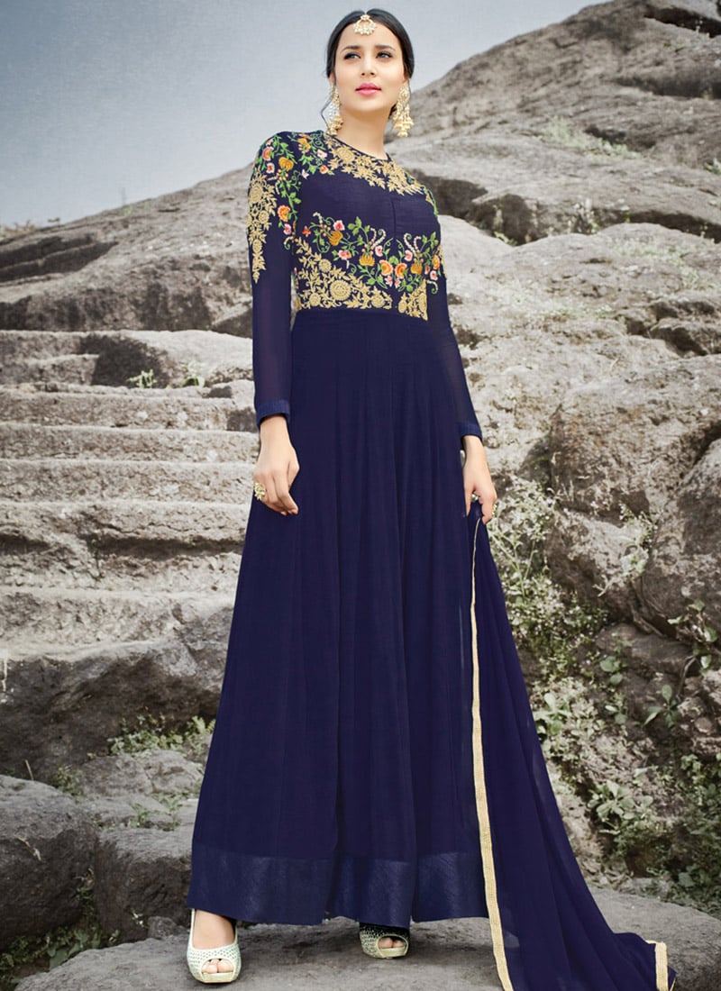 Splendid Resham Zari Work Anarkali Gown Party Wear