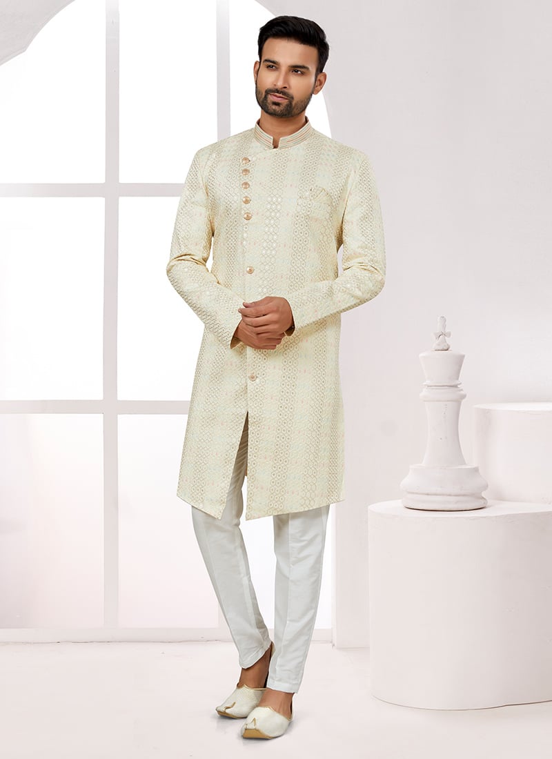 Splendid Silk Embroidered Indowestern Sherwani Party Wear