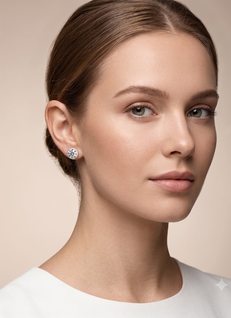 Sterling Silver Gold Tone Bezel Round Moissanite Stud Earrings After Six Wear