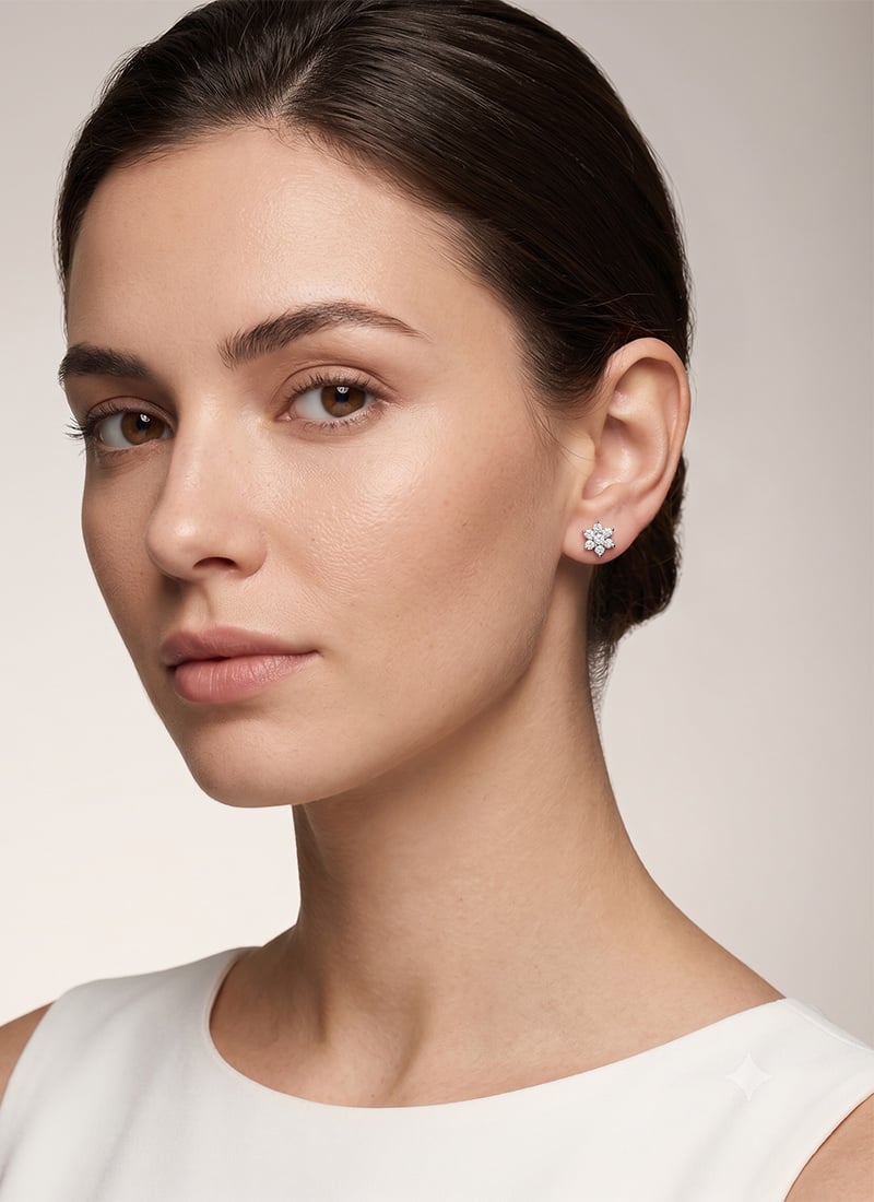 Sterling Silver Gold Tone Bezel Solitaire Moissanite Stud Earrings After Six Wear