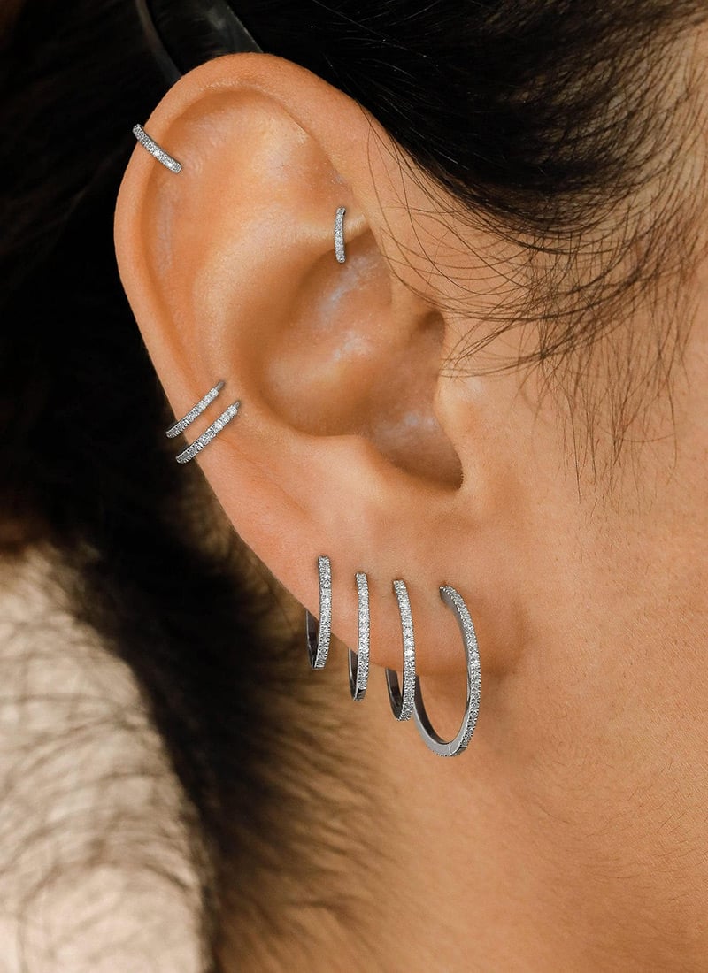 Sterling Silver Gold Tone Round Moissanite Hoop Earrings After Six Wear