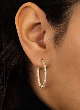 Sterling Silver Rose Motif Round Moissanite Stud Earrings