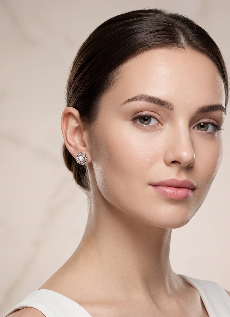 Sterling Silver Round Halo Moissanite Stud Earrings After Six Wear