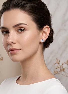 Sterling Silver Three Prong Round Solitaire Moissanite Stud Earrings