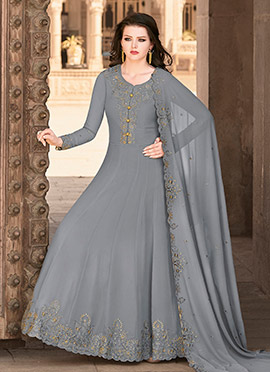 grey colour anarkali