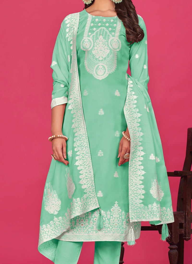 Sea Pink Organza Suit Pant