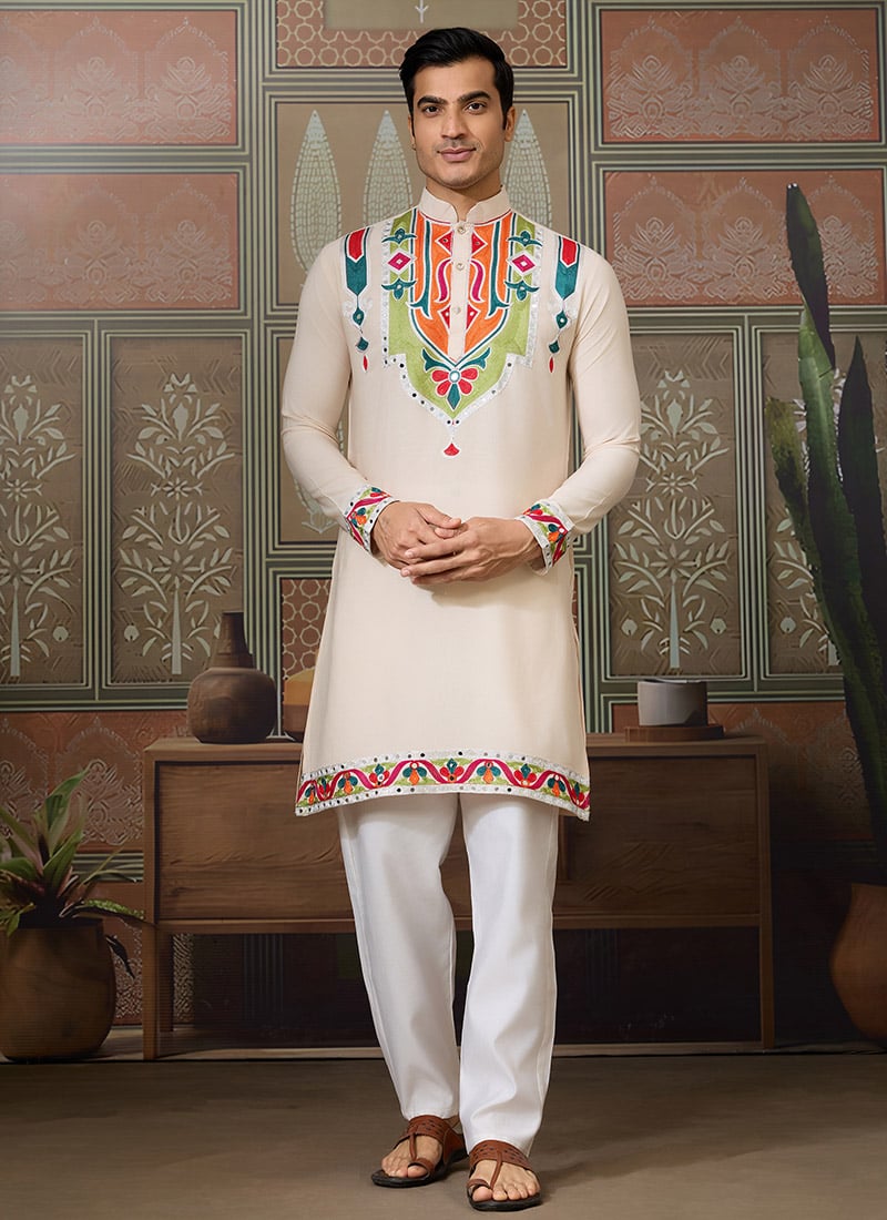 Striking Black Viscose Silk Embroidered Sequins Thread Kurta