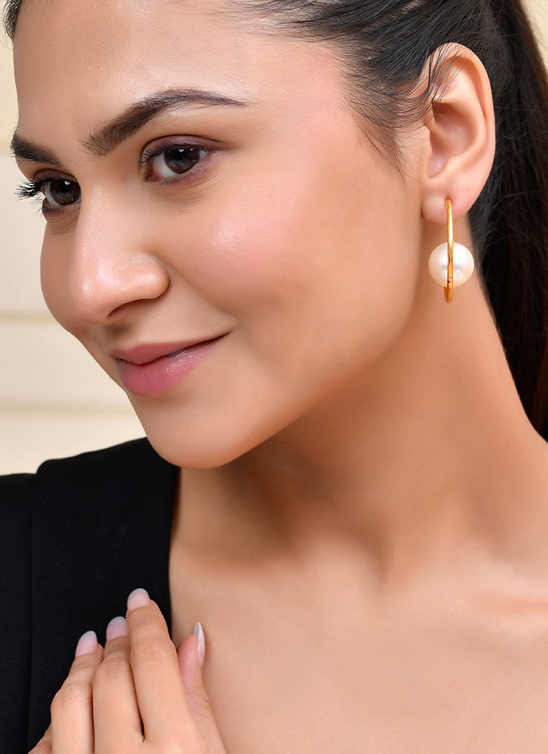 Studs Of Golden Moti Elegance Festive Wear