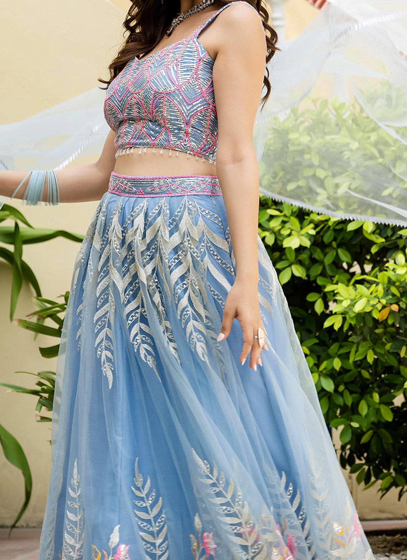 Sequins Ina Line Buy Stunning Blue Net Embroidered Sequins A Line Lehenga After Six Wear ...