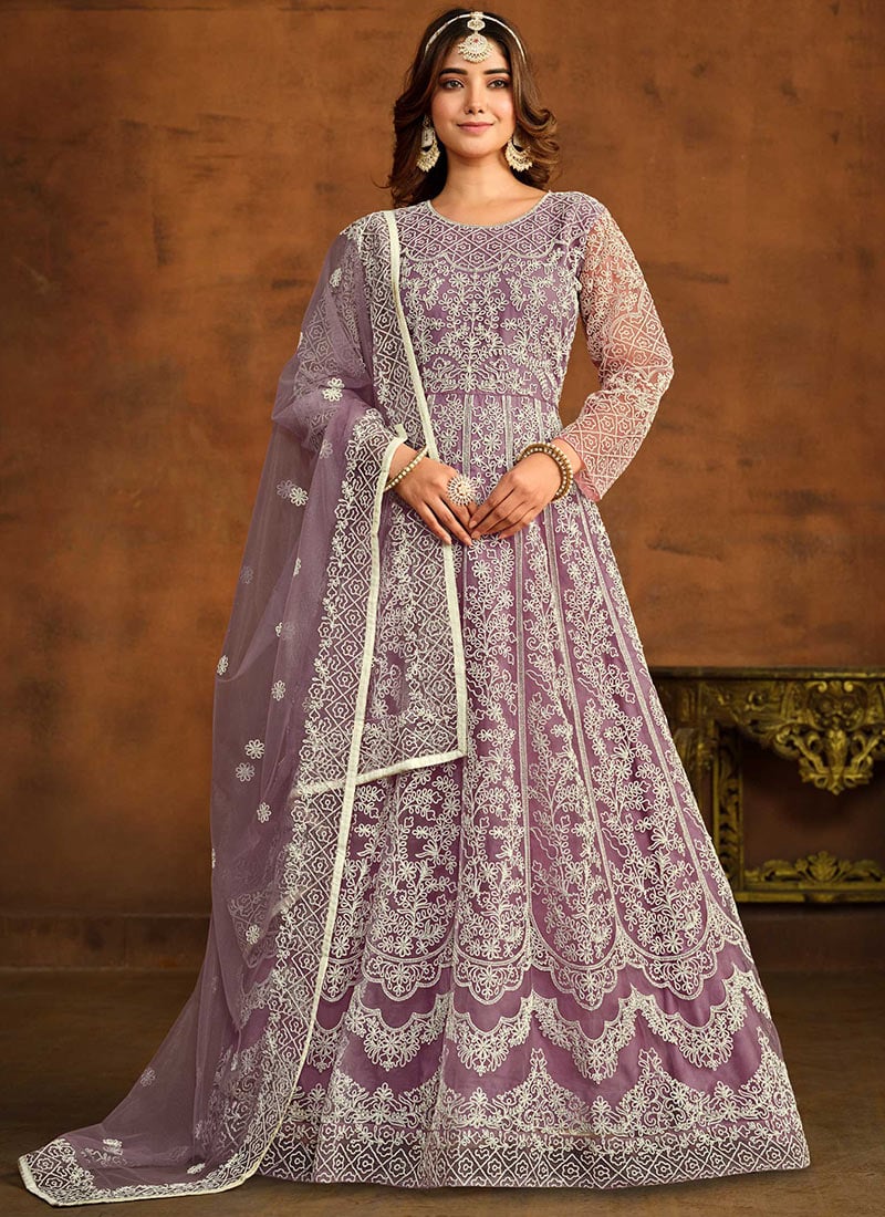 Stunning Embroidered Net Anarkali Suit Party Wear