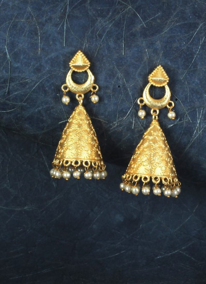 Stunning Gold Plated Alloy Jhumka Party Wear