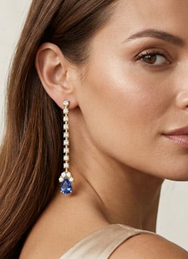 Stunning Golden 925 Sterling Silver Moissanite Stone Jewelry Stud Earrings