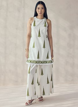Stunning Off White Cotton Printed Co ord Set