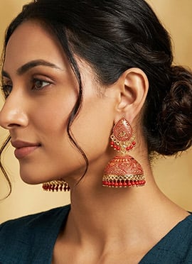 Stunning Red Beaded Jhumka