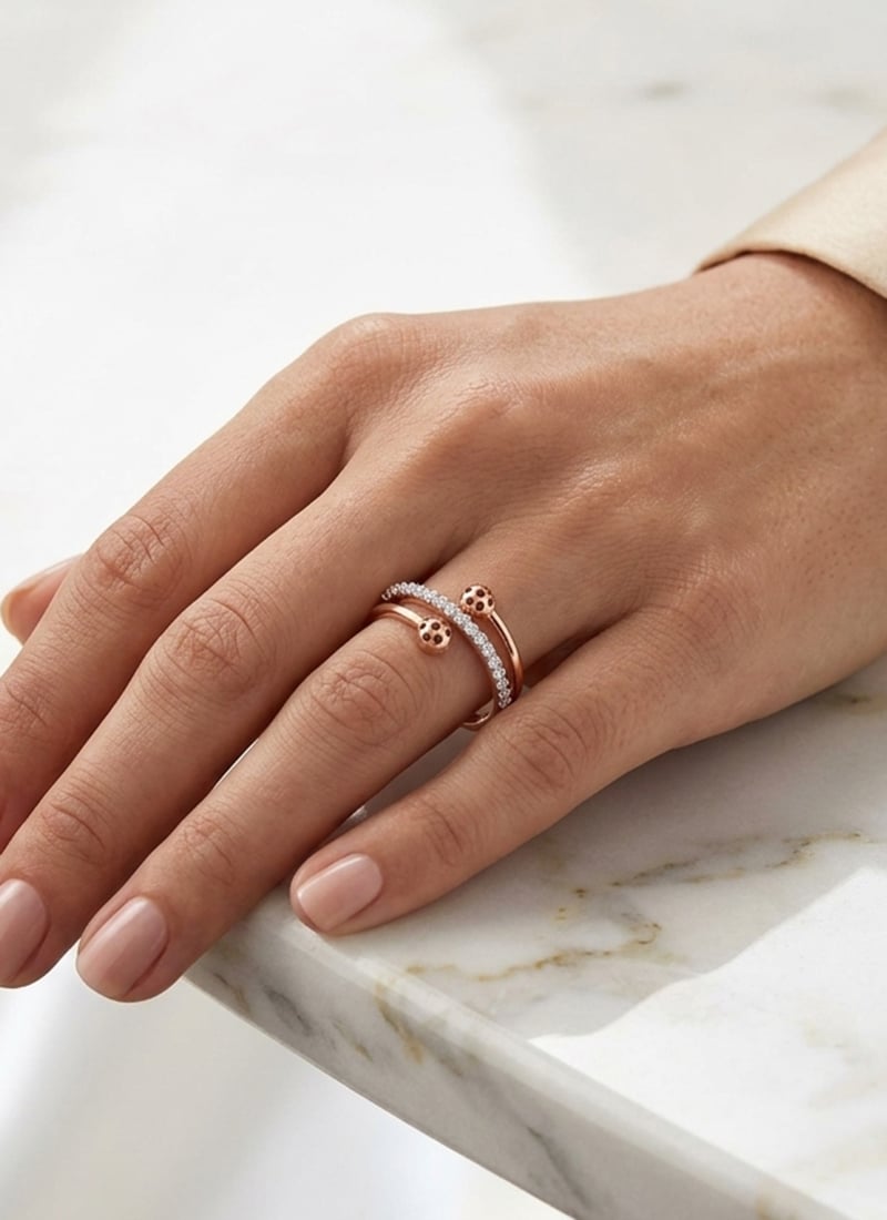 Stunning Rose Gold 925 Sterling Silver Moissanite Ring Wedding Wear