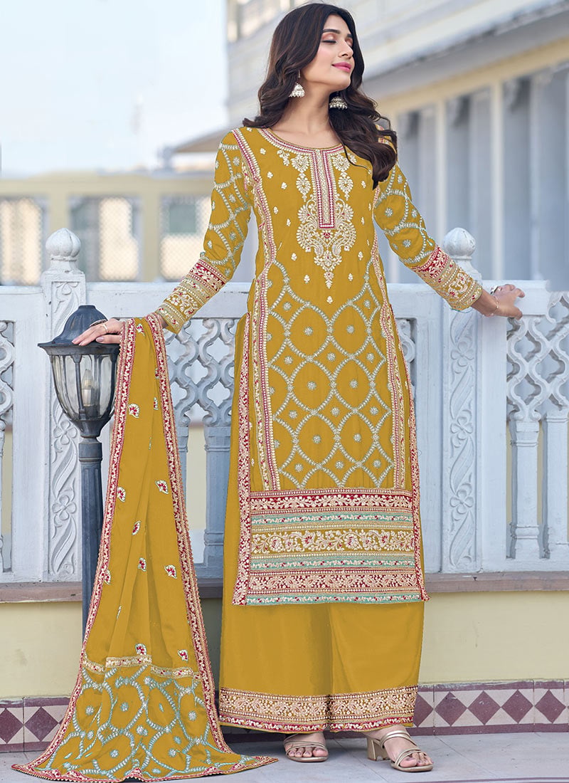 Stunningly Embroidered Sequins Palazzo Suit Party Wear