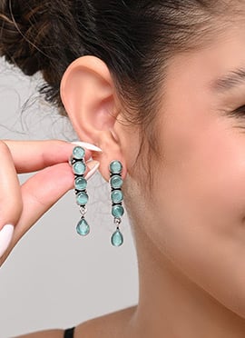 Stylish Aqua Blue Stone Danglers