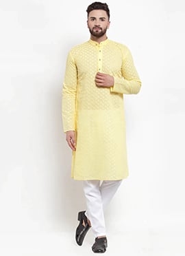 Stylish Blended Cotton Chikankari Kurta Pyjama