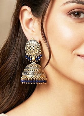 Stylish Blue Beaded Jhumka