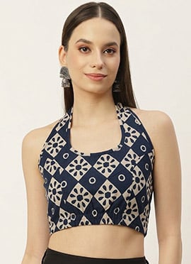 Stylish Blue Cotton Printed Blouse