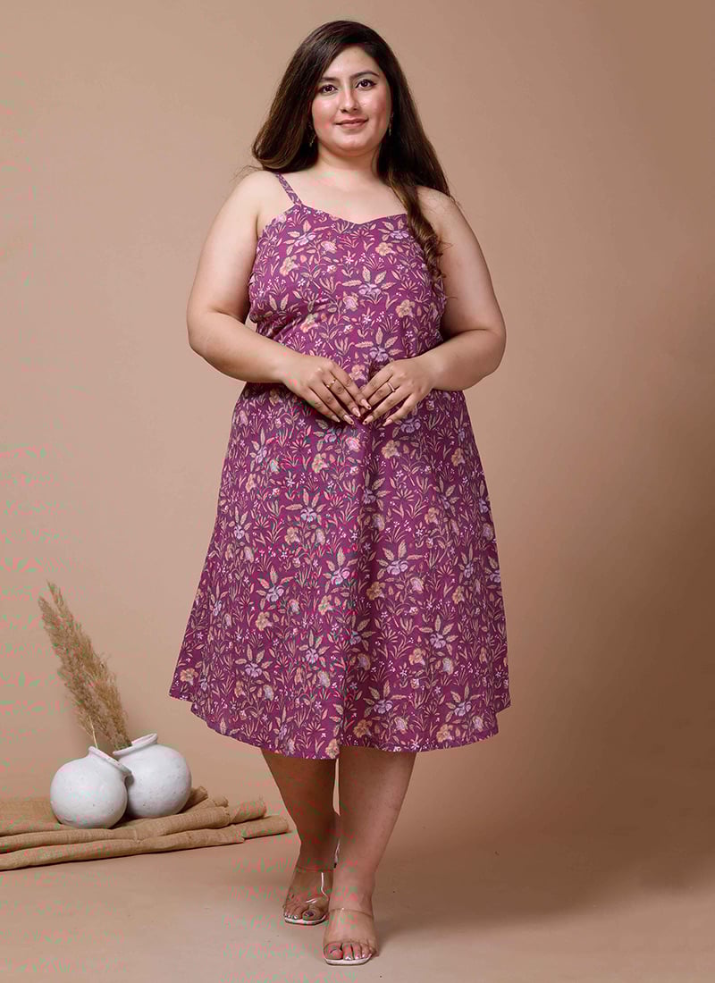 Stylish Floral Print Cotton Flare Dress After Six Wear