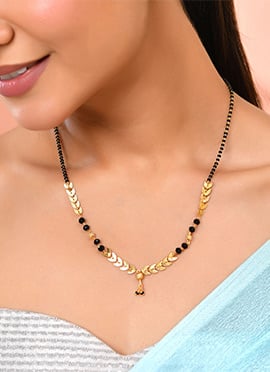 Stylish Gold Tone Black Beads Mangalsutra for Women