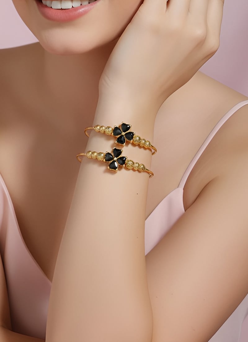 Stylish Golden Stone Anti Tarnish Bangle After Six Wear