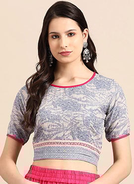 Stylish Grey Cotton Printed Blouse