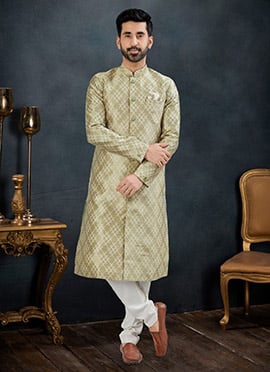 Stylish Jacquard Banarasi Silk Classic Sherwani