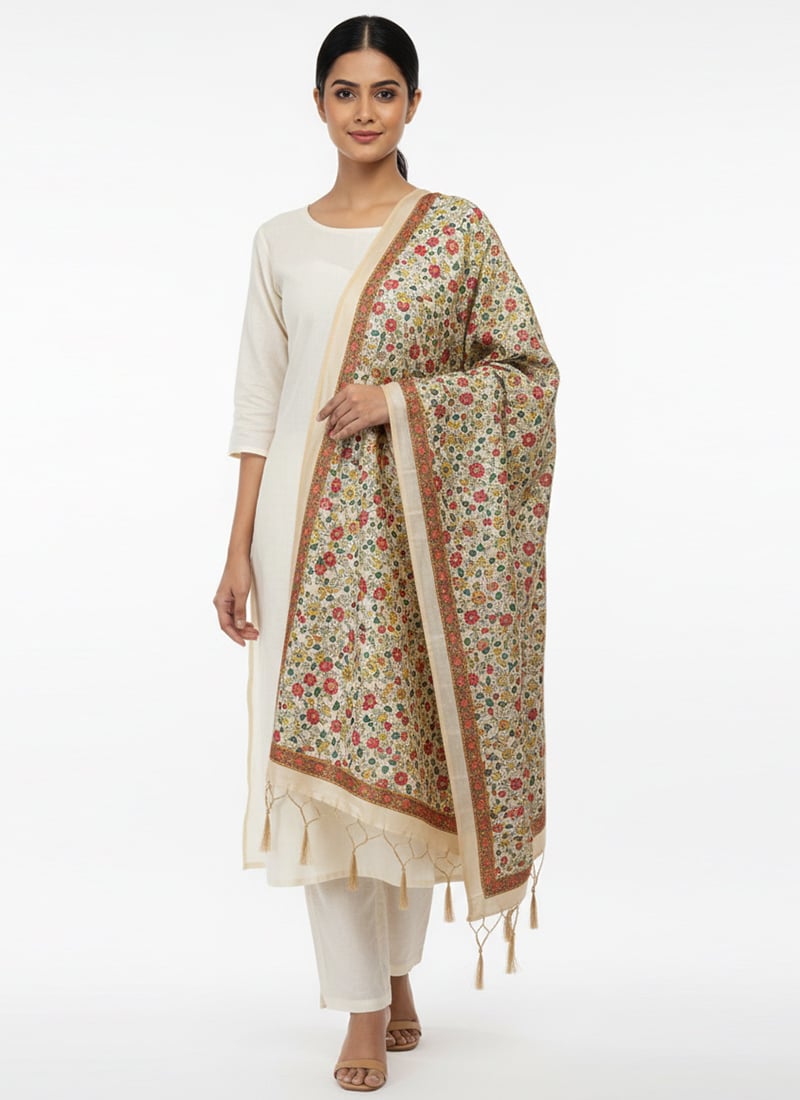 Stylish Multicolored Silk Digital Print Dupatta After Six Wear