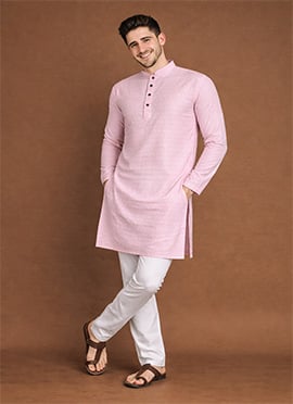 Stylish Pink Jacquard Silk Jacquard Kurta Pyjama