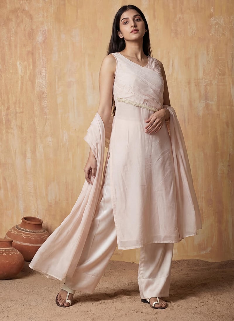 Stylish Pink Silk Indowestern Set And Suit After Six Wear