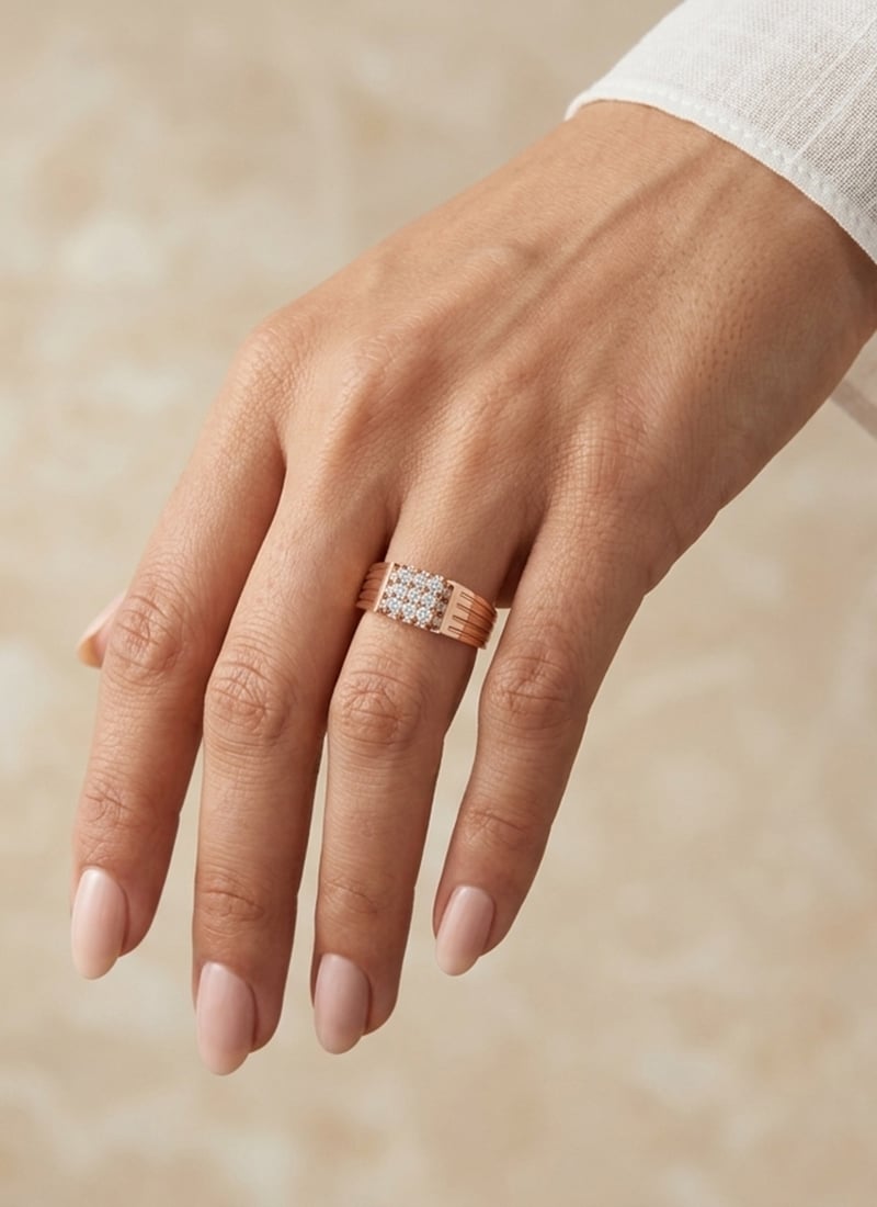Stylish Rose Gold 925 Sterling Silver Moissanite Ring Wedding Wear