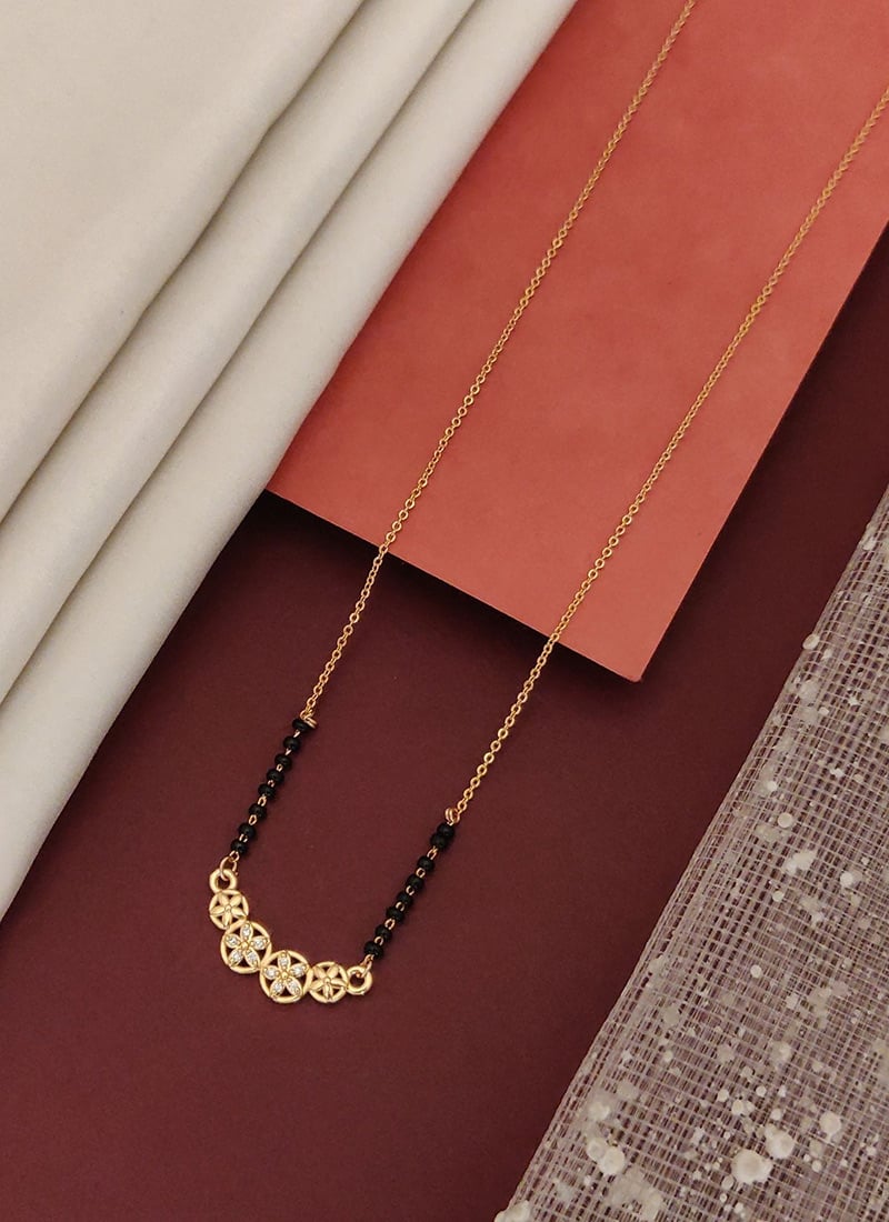 Stylish Rose Gold Beads Stones Mangalsutra Festive Wear