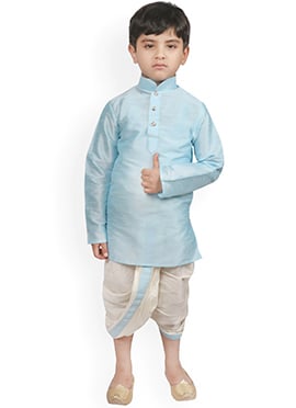 Stylish Silk Dupion Dhoti Style Kids Boys Kurta Pyjama