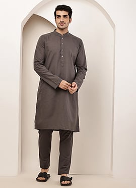 Subtle Grey Cotton Kurta Pyjama