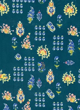 Teal Art Silk Cotton Mill Print Fabric