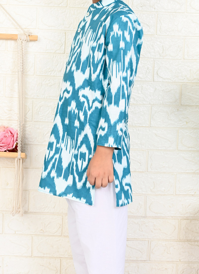 Black - Pochampally Ikat Cotton Kids Kurta (6-12 Months) 04