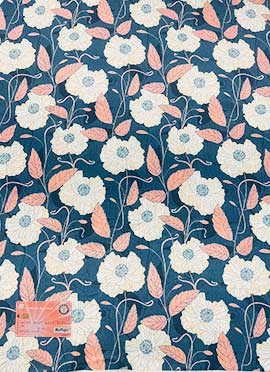 Teal Color Digital Print Chinon Fabric
